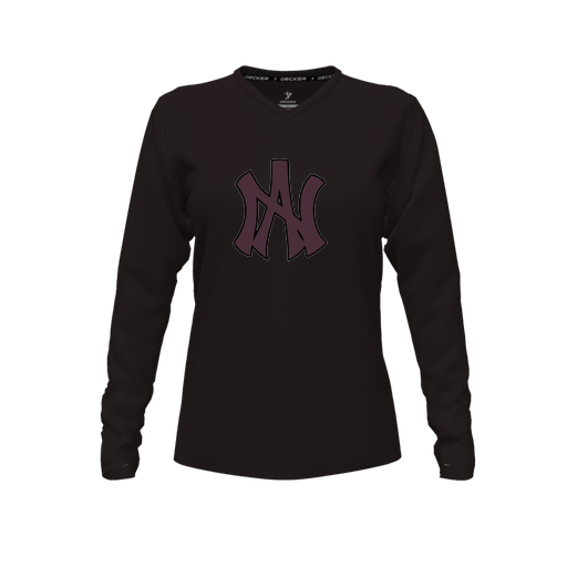 [FTLVCFBK-FYXS-LOGO2] Decker Comfort T-Shirt (Female Youth XS, Black, V Neck, Logo 2, Long Sleeve)