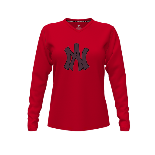 [FTLVCFRD-FYXS-LOGO2] Comfort T-Shirt (Female Youth XS, Red, V Neck, Logo 2, Long Sleeve)