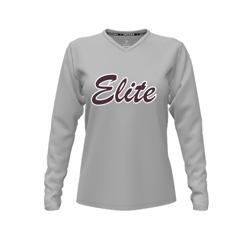 [FTLVCFGY-FYXS-LOGO3] Comfort T-Shirt (Female Youth XS, Gray, V Neck, Logo 3, Long Sleeve)