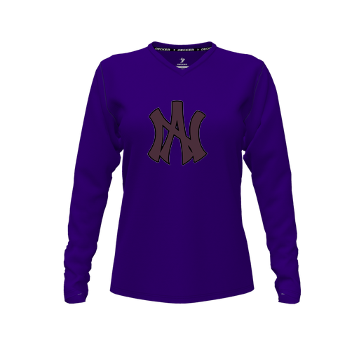 [CUS-DFW-TEES-CMF-VNK-LSL-PUR-FYXS-LOGO2] Comfort T-Shirt (Female Youth XS, Purple, V Neck, Logo 2, Long Sleeve)