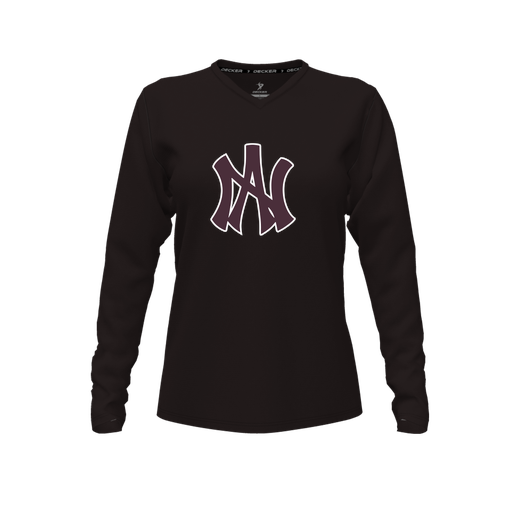 [CUS-DFW-TEES-PER-VNK-LSL-BLK-FYXS-LOGO1] Performance T-Shirt (Female Youth XS, Black, V Neck, Logo 1, Long Sleeve)