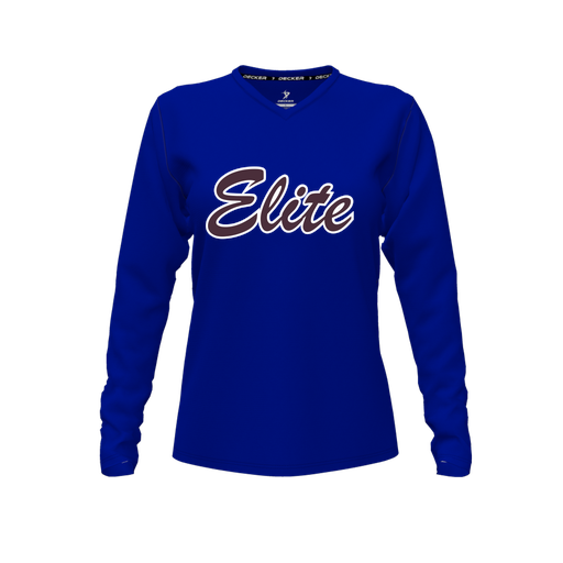 [FTLVPTRY-FYXS-LOGO3] Decker Performance T-Shirt (Female Youth XS, Royal, V Neck, Logo 3, Long Sleeve)