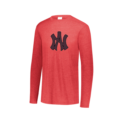 [FTLCUBRD-AXS-LOGO2] Decker Men's Tri-Blend T-Shirt - Long Sleeve (Adult XS, Red, Logo 2)