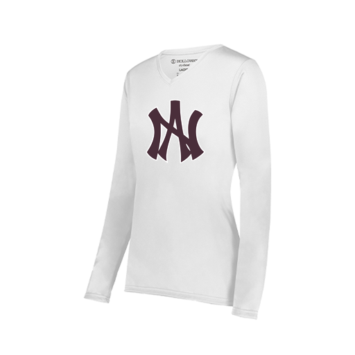 [222824.005.S-LOGO1] Ladies LS Smooth Sport Shirt (Female Adult S, White, Logo 1)