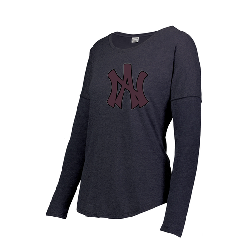 [FTLCUBNV-FAXS-LOGO2] Decker Women's Tri-Blend T-Shirt - Long Sleeve (Female Adult XS, Navy, Logo 2)